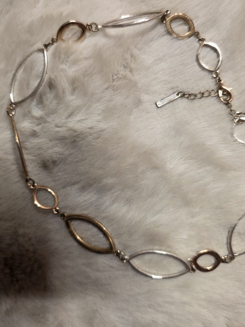 Nine West Two-Tone Oval Link Necklace in Silver and Gold